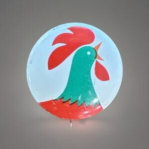 Kellogg's Corny the Rooster Corn Flakes Promo Cereal Button Pin NOS New 1960s